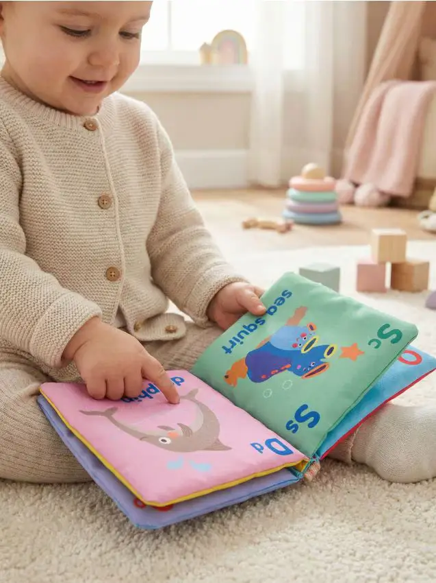 Libro in Tessuto per Bambini con Dente - multicolor
