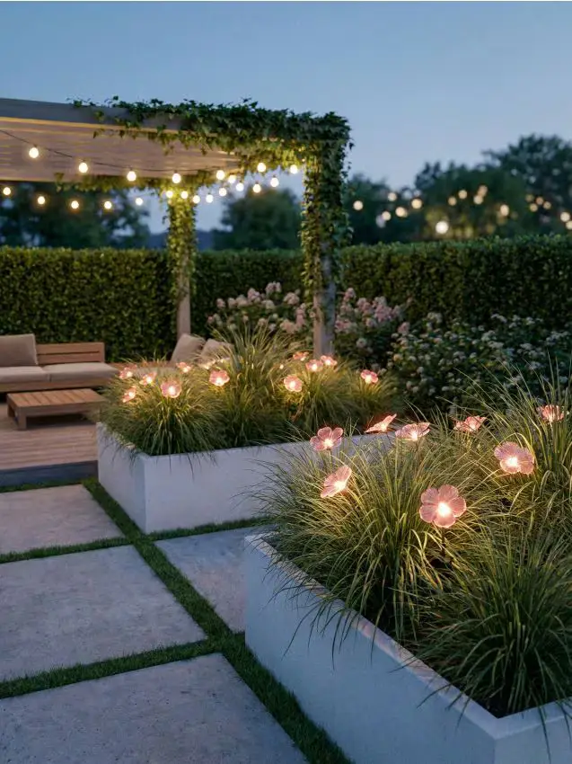 Luce LED solare a forma di fiore - rosa