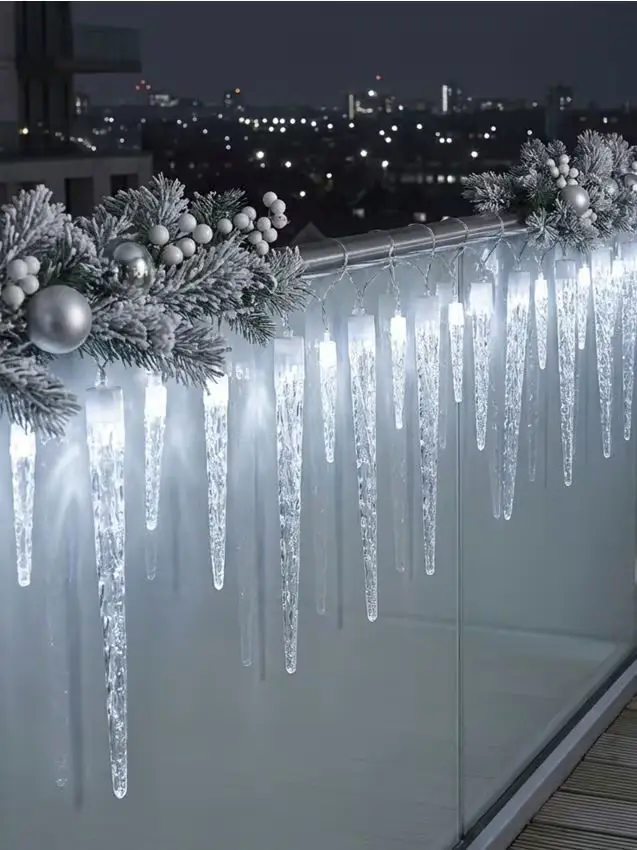 Luci di Natale a forma di ghiacciolo - bianco