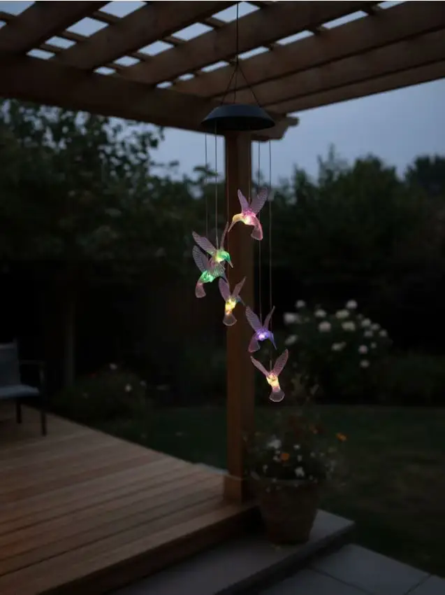 Luci solari a LED a forma di colibrì - multicolor