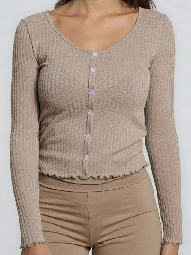 Maglia a costine - beige