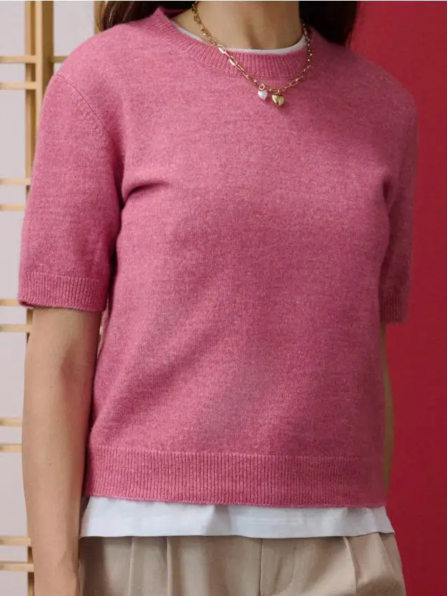 Maglia-blusa con miscela di lana - rosa