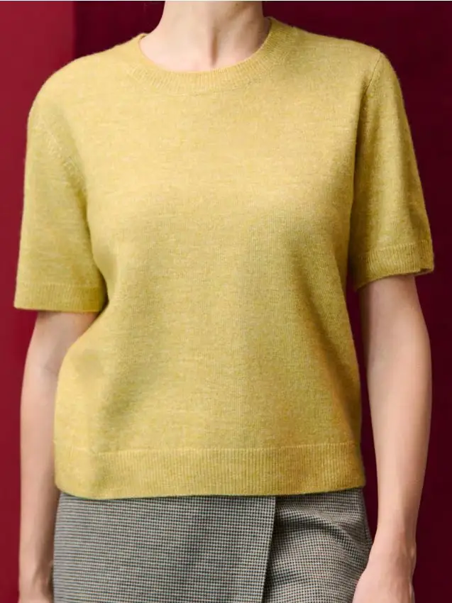 Maglia-blusa con miscela di lana - senape