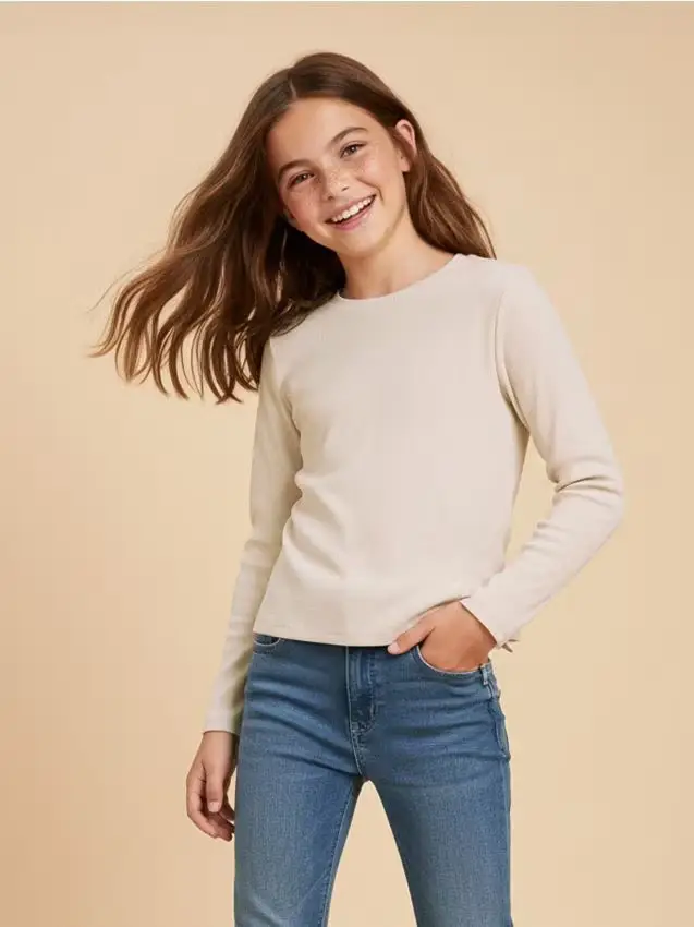 Maglia in maglia a costine spessa - beige