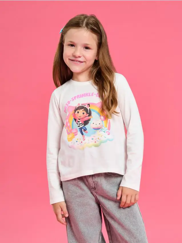 Maglietta a maniche lunghe Gabby s Dollhouse - grigio chiaro