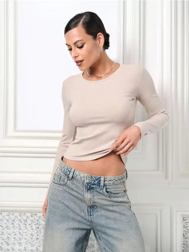 Maglietta a maniche lunghe - grano