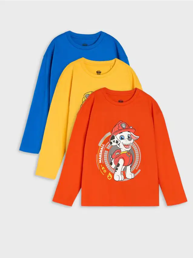 Maglietta a maniche lunghe in cotone Paw Patrol 3 pack - multicolor