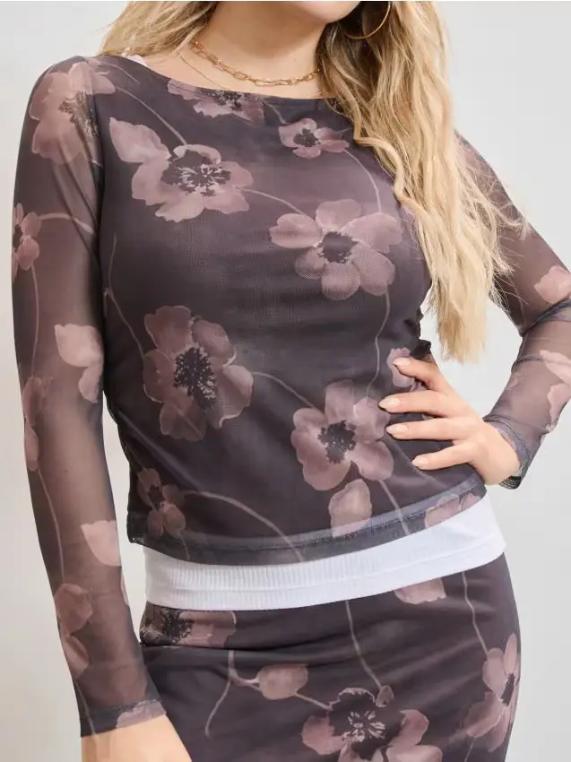 Maglietta a maniche lunghe - marrone polveroso