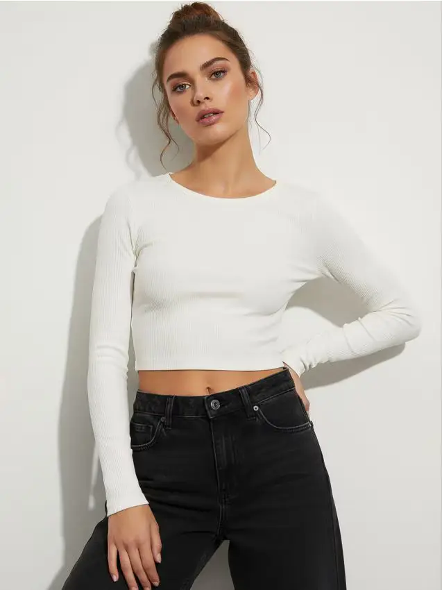 Maglietta a maniche lunghe - panna