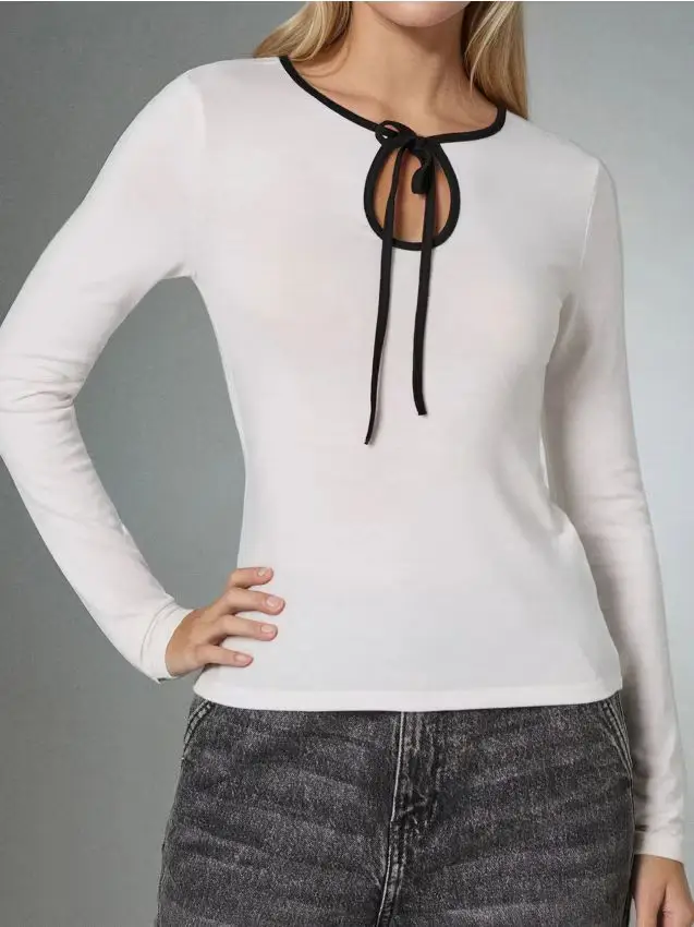 Maglietta a maniche lunghe - panna