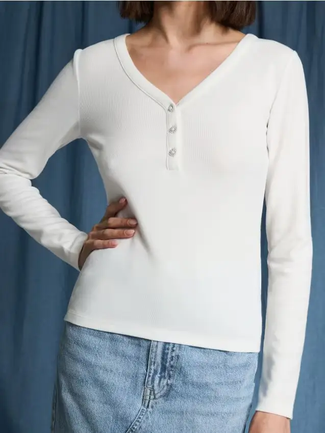 Maglietta a maniche lunghe - panna