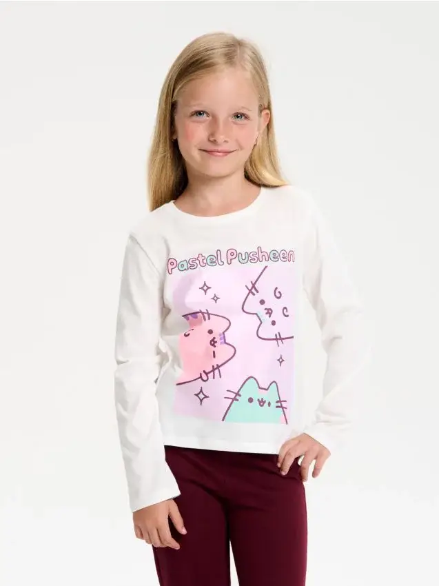 Maglietta a maniche lunghe Pusheen the Cat - panna