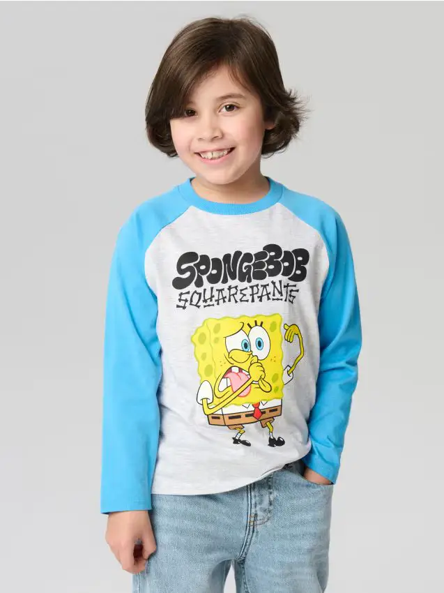Maglietta a maniche lunghe SpongeBob SquarePants - grigio chiaro