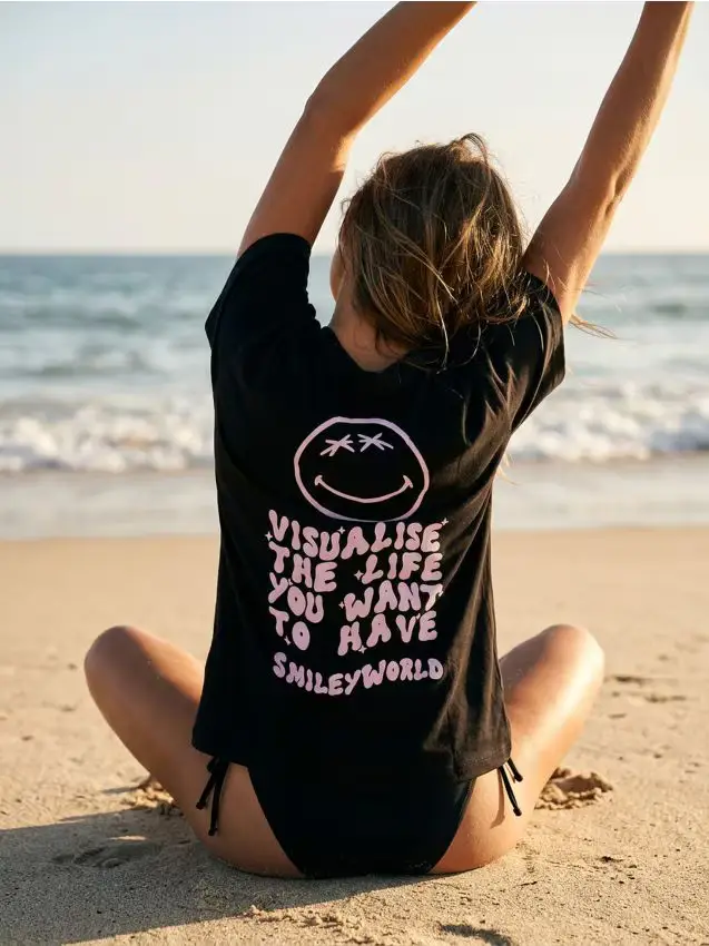 Maglietta a vestibilità ampia SmileyWorld® - nero