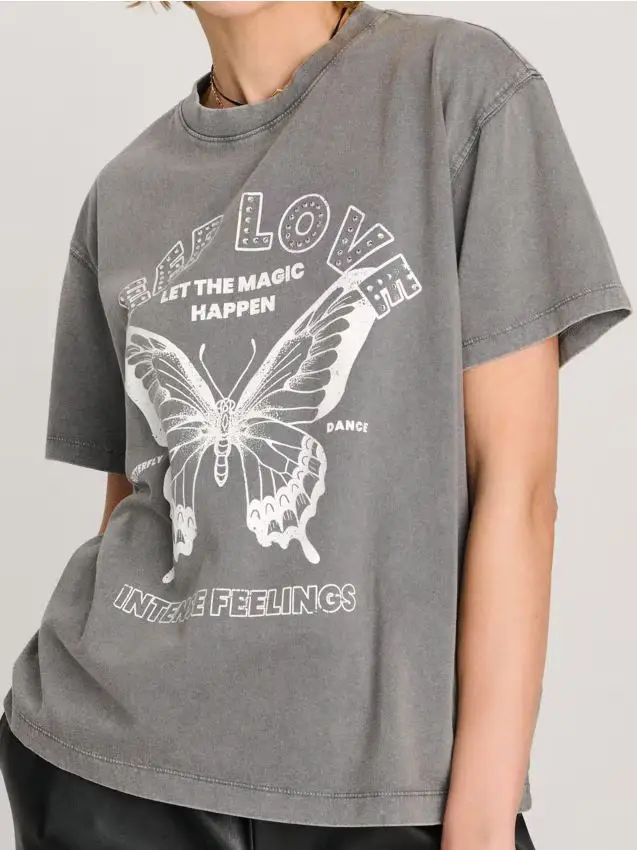 Maglietta con effetto slavato - grigio scuro