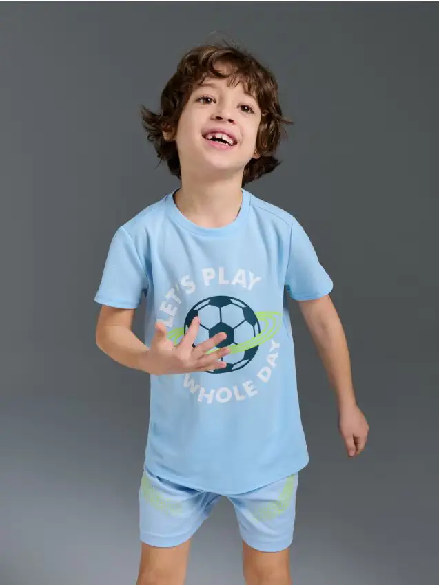 Maglietta con motivo calcistico Active - blu pallido