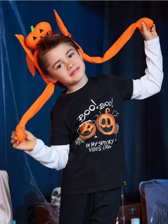 Maglietta con motivo di Halloween - nero