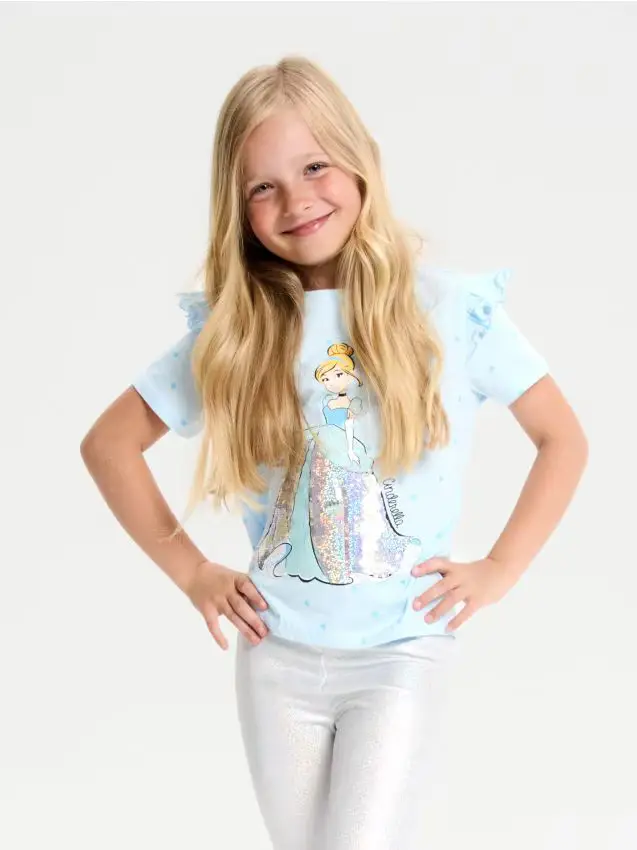 Maglietta con paillettes Disney Princess - azzurro