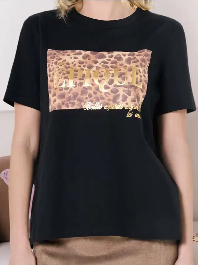 Maglietta con stampa decorativa - nero