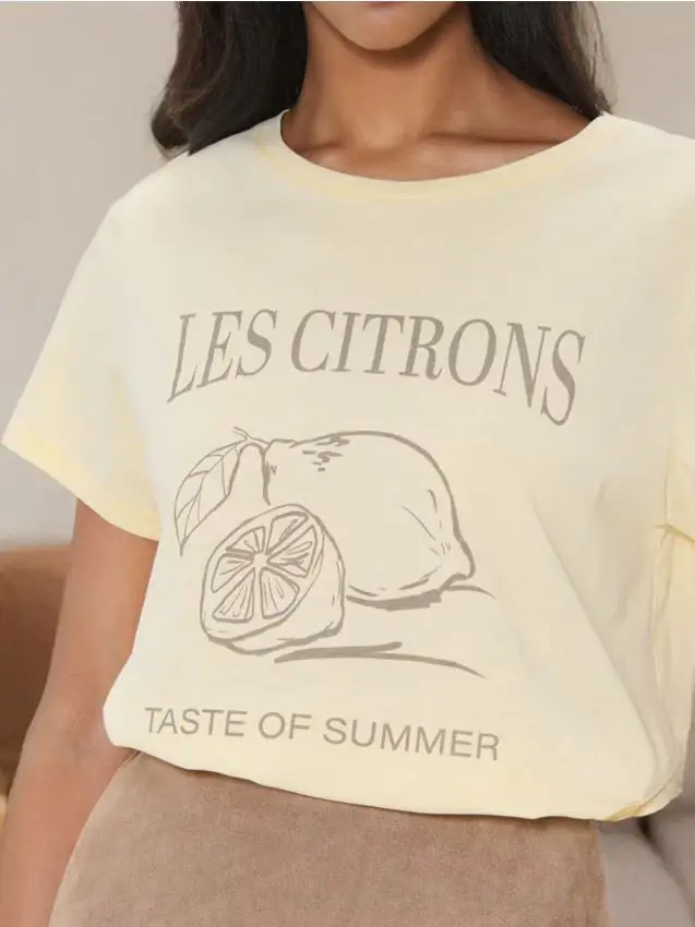 Maglietta con stampa - giallo chiaro