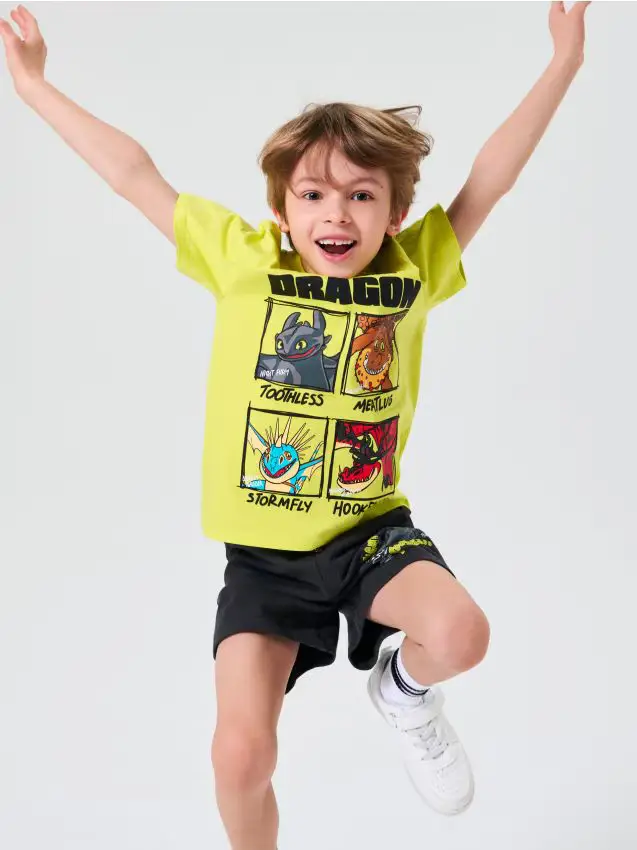 Maglietta con stampa How to train your dragon - verde-giallo