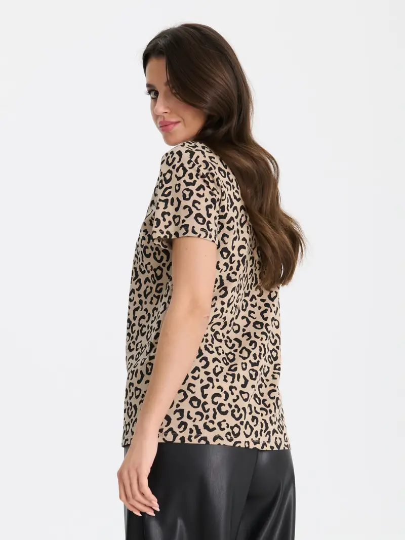 Maglietta con stampa leopardata - beige miniatura 3