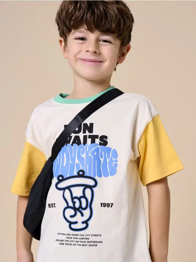 Maglietta con stampa - panna