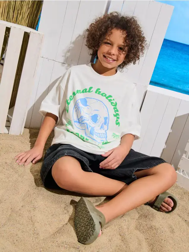 Maglietta con stampa - panna