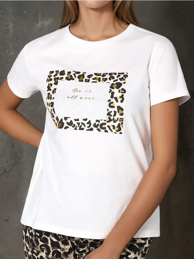 Maglietta con stampa - panna