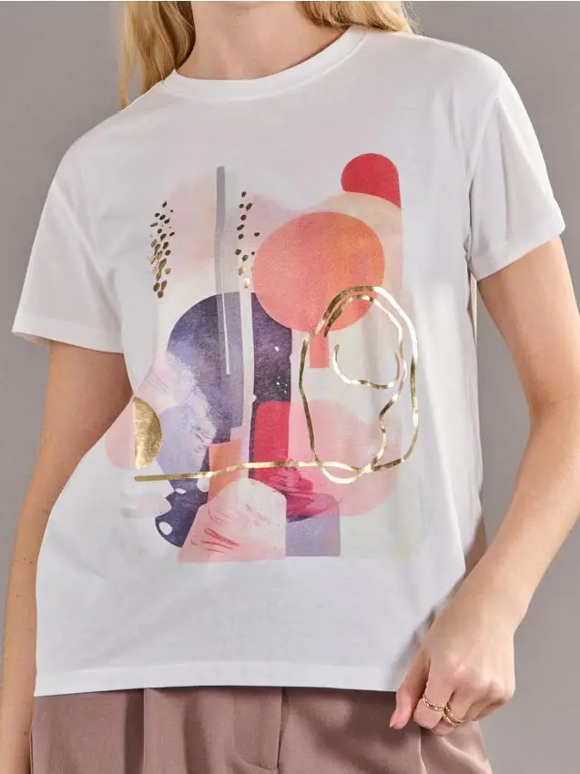 Maglietta con stampa - panna