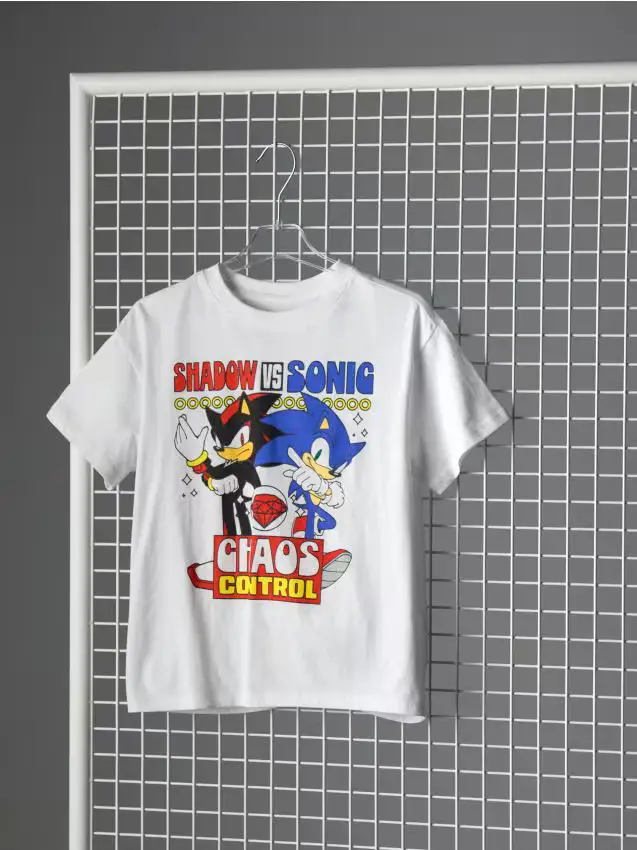 Maglietta con stampa Sonic the Hedgehog - bianco