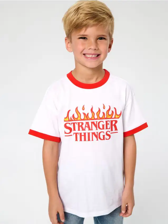 Maglietta con stampa Stranger Things - bianco