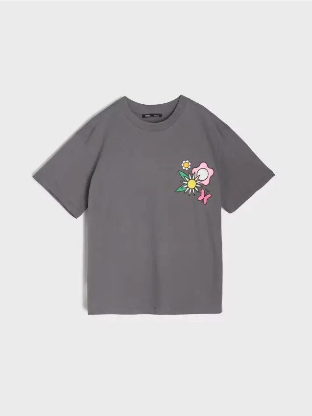 Maglietta con stampa sulla schiena - grigio scuro