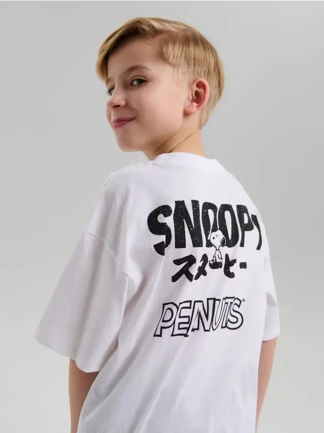 Maglietta con stampa sulla schiena Peanuts - bianco