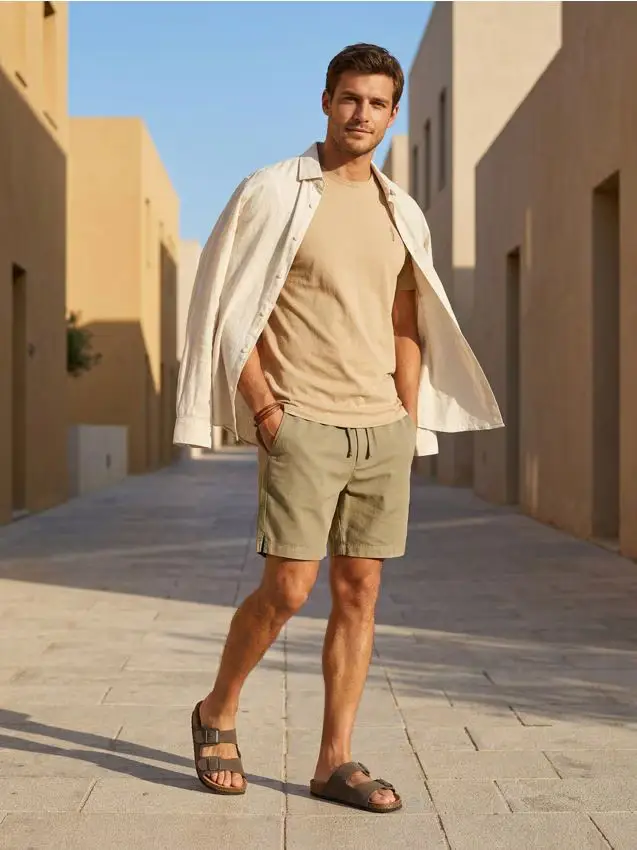 Maglietta in cotone a maniche corte - beige