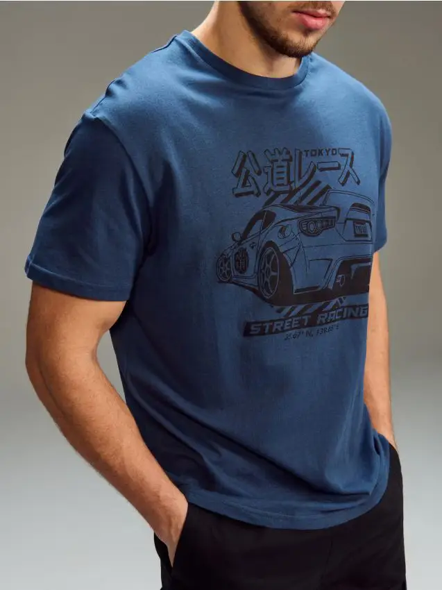 Maglietta in cotone a maniche corte - blu