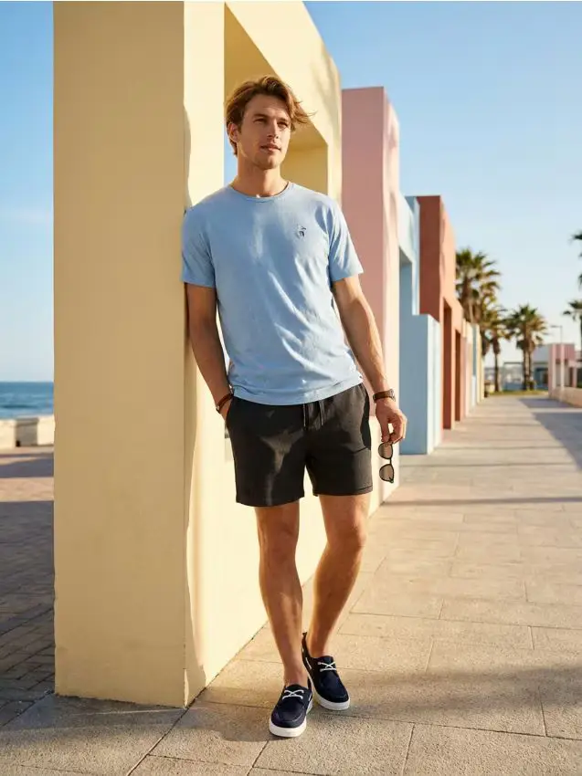 Maglietta in cotone a maniche corte - blu