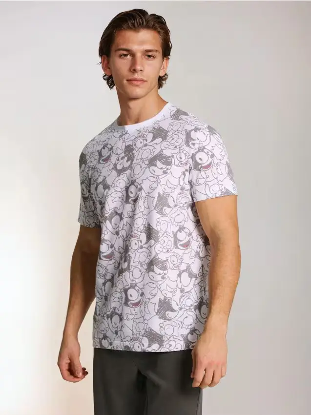 Maglietta in cotone a maniche corte Felix the Cat - bianco