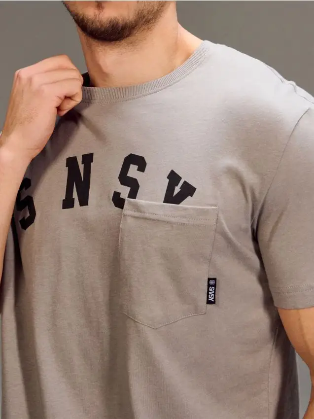 Maglietta in cotone a maniche corte - grigio medio