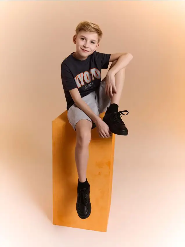 Maglietta in cotone a maniche corte - grigio scuro