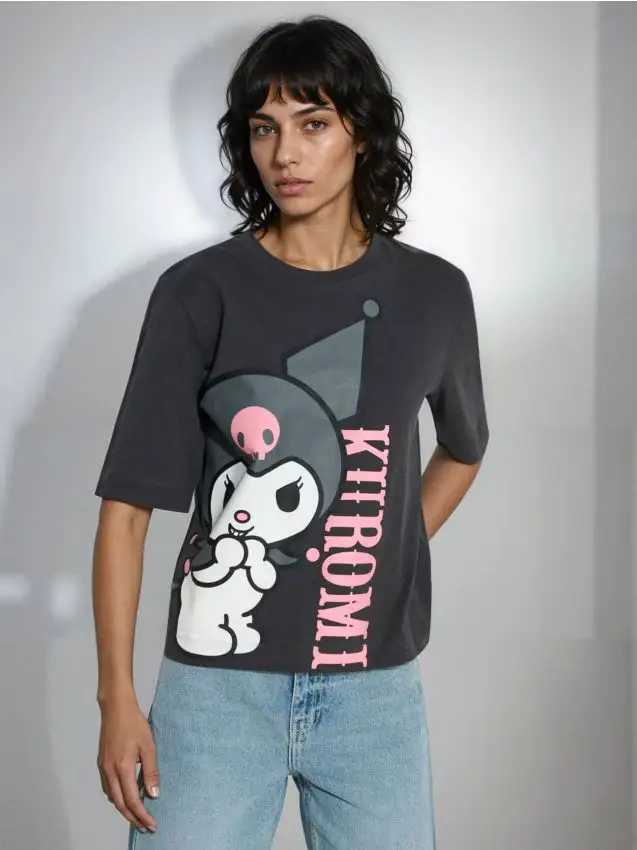 Maglietta in cotone a maniche corte Kuromi - grigio scuro