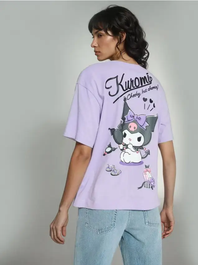 Maglietta in cotone a maniche corte Kuromi - viola