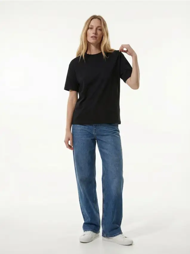 Maglietta in cotone a maniche corte - nero