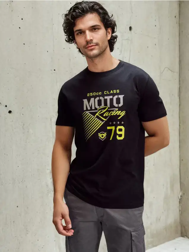 Maglietta in cotone a maniche corte - nero