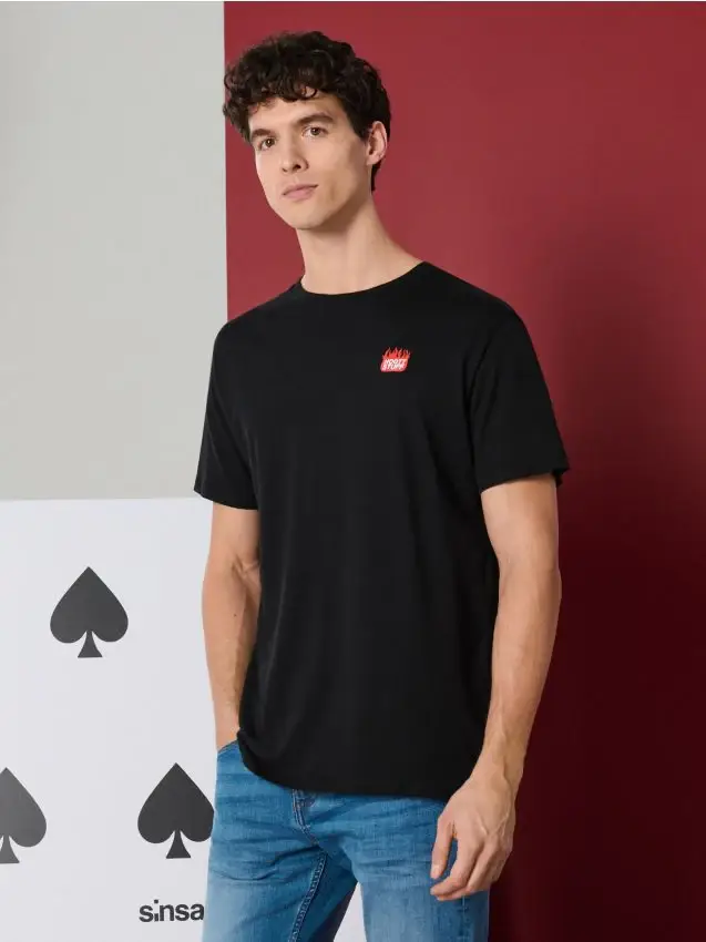 Maglietta in cotone a maniche corte - nero