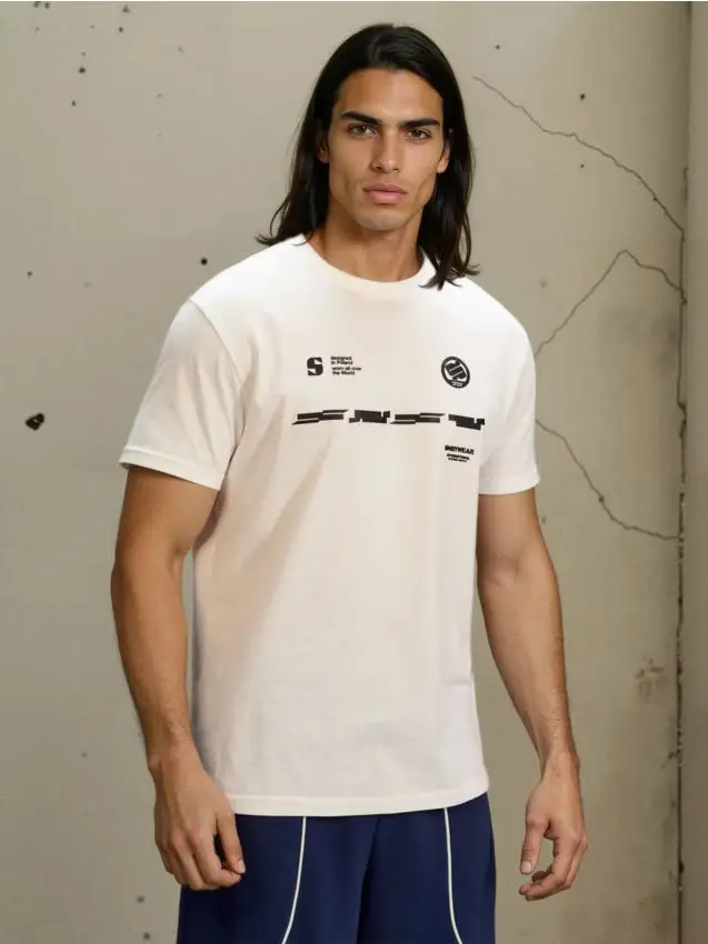 Maglietta in cotone a maniche corte - panna