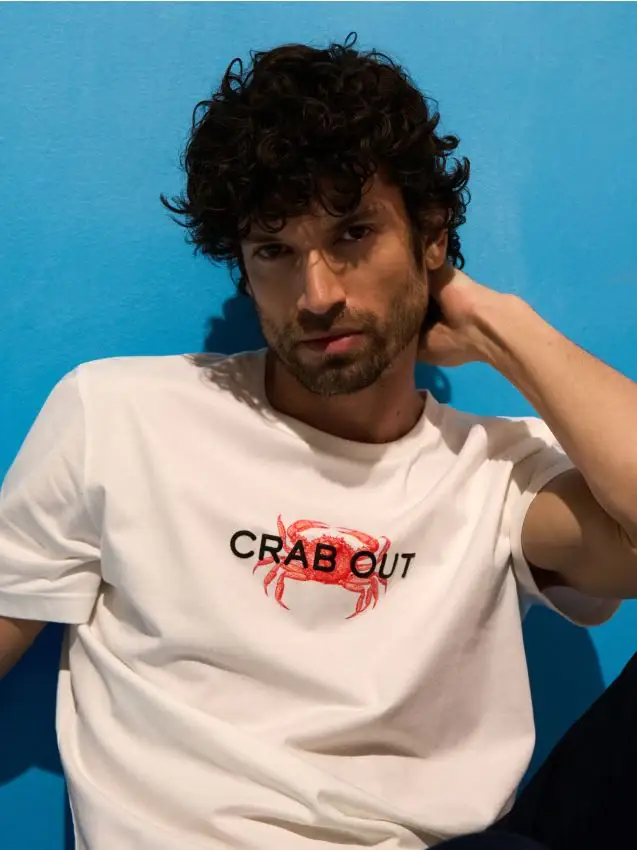 Maglietta in cotone a maniche corte - panna