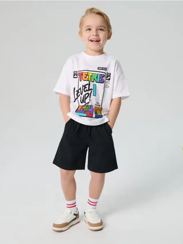 Maglietta in cotone a maniche corte Tetris - bianco