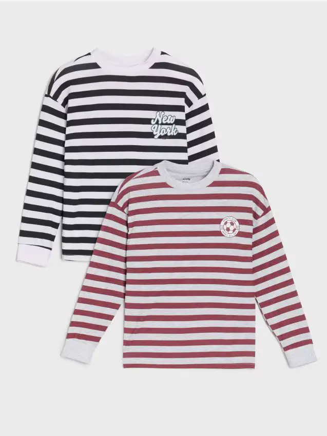 Maglietta in cotone a righe 2 pack - bianco