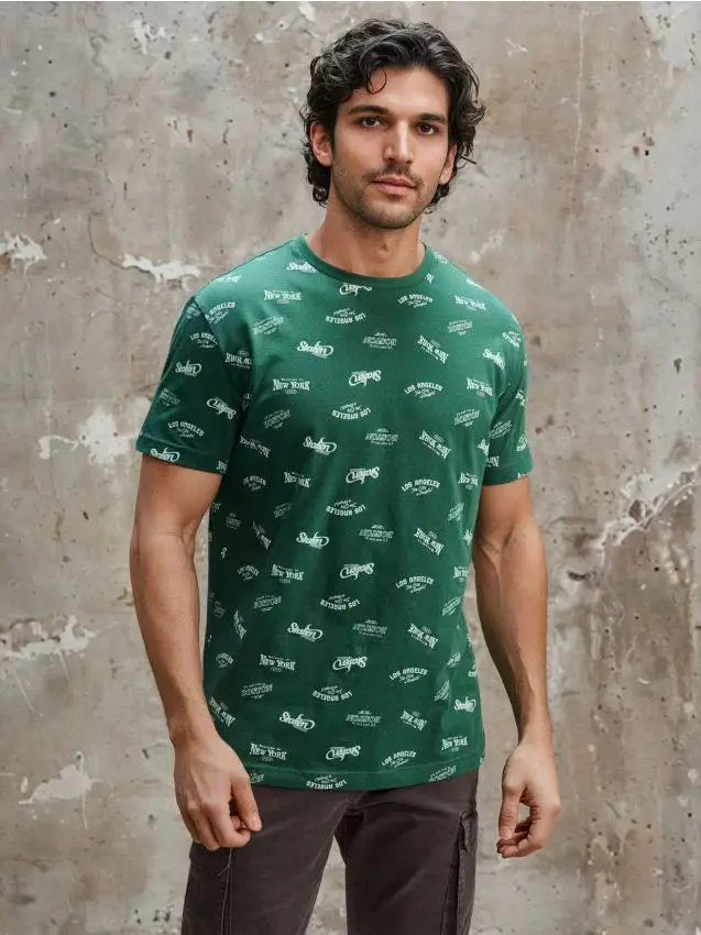 Maglietta in cotone con fantasia - verde